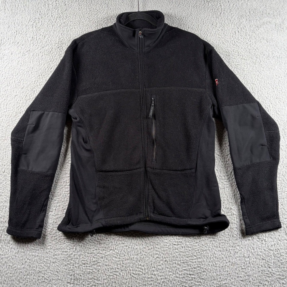 Victorinox Swiss Army Fleece Jacket Mens M Black Zip Reinforced Elbow Patches